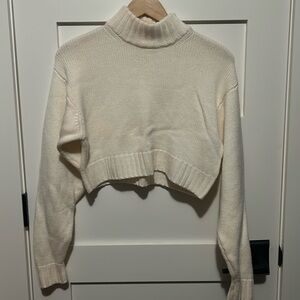 Cropped mock neck sweater